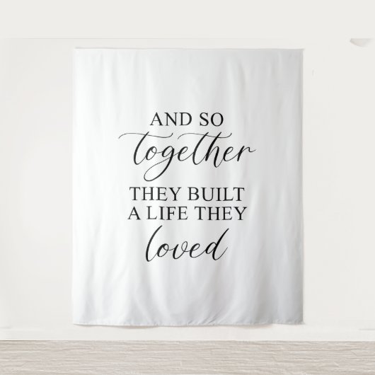 Rustige Trouw | Romantische Trouw Spreuk Banner Wandkleed (Voorkant)