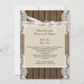 Rustige Trouwbeige Witte Kant Hout Jute 3 Kaart (Achterkant)
