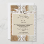 Rustige Trouwbeige Witte Kant Jute Parel 5 Kaart (Achterkant)