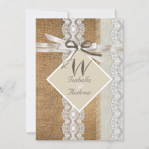 Rustige Trouwbeige Witte Kant Jute Parel 5 Kaart