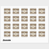 Rustige Trouwbeige Witte Kant Jute Vierkante Sticker (Vel)