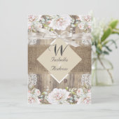 Rustige Trouwbeige Witte Rozen Hout Jute Kaart (Staand voorkant)