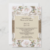Rustige Trouwbeige Witte Rozen Hout Jute Kaart (Achterkant)