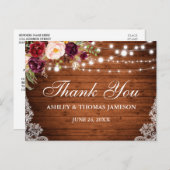 Rustige Trouwdag Hout Bloem Licht Dank U Briefkaart (Voorkant / Achterkant)