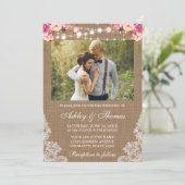 Rustige Trouwfoto met Jute Zakdoek Lichtjes Kant B Kaart (Staand voorkant)