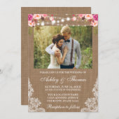 Rustige Trouwfoto met Jute Zakdoek Lichtjes Kant B Kaart (Voorkant / Achterkant)