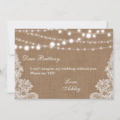 Rustige Trouwjurk Burlap Lichtjes Kant Bruidsmeisj Kaart (Achterkant)