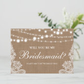 Rustige Trouwjurk Jute Lichten Kant Bruidsmeisje Kaart (Staand voorkant)