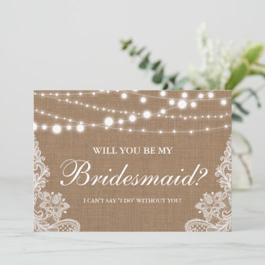 Rustige Trouwjurk Jute Lichten Kant Bruidsmeisje Kaart (Staand voorkant)