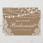 Rustige Trouwjurk Jute Lichten Kant Bruidsmeisje Kaart (Voorkant / Achterkant)