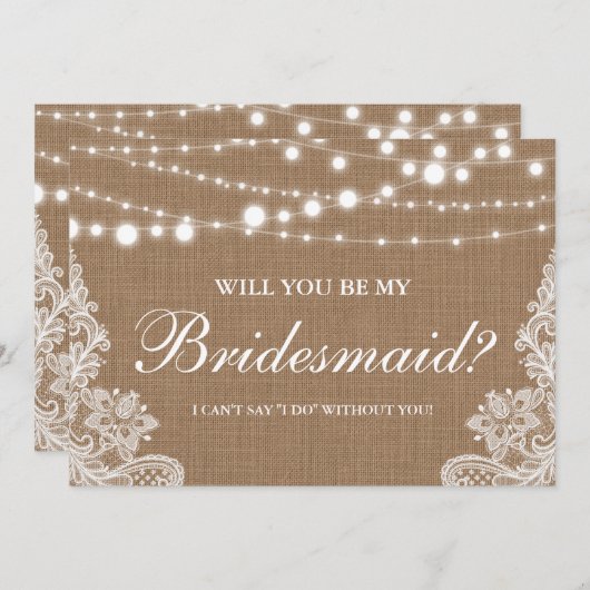 Rustige Trouwjurk Jute Lichten Kant Bruidsmeisje Kaart (Voorkant / Achterkant)