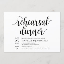 Rustige trouwrepetitie voor het diner kaart