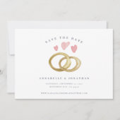 Rustige trouwring roze, moderne, roze bruine ring (Voorkant)