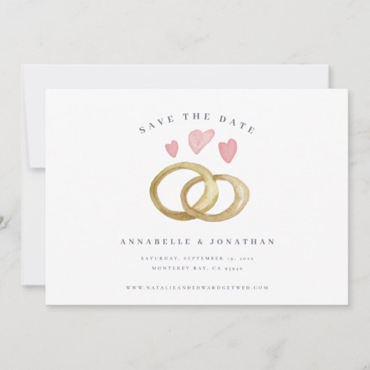 Rustige trouwring roze, moderne, roze bruine ring (Voorkant)