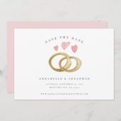 Rustige trouwring roze, moderne, roze bruine ring (Voorkant / Achterkant)