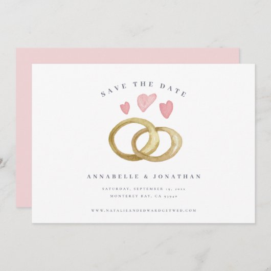 Rustige trouwring roze, moderne, roze bruine ring (Voorkant / Achterkant)