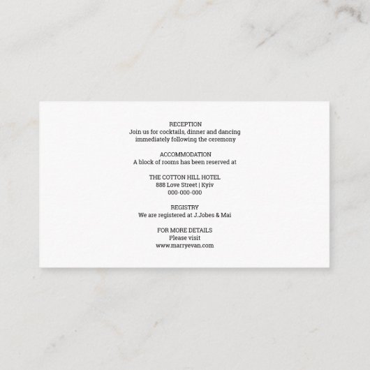 Rustige trouwtrendy katoen - Gegevens Informatiekaartje (Achterkant)