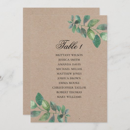 Rustige trouwzitjes. Waterverf botanisch Kaart (Voorkant / Achterkant)