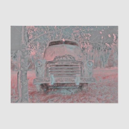 Rustige  Truck Pastel Pink Grey Retro Tissuepapier (Voorkant)