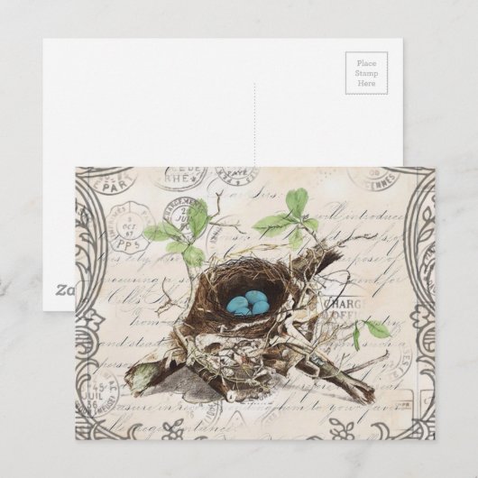 rustige tsjechië : botanisch vogelnest briefkaart (Voorkant / Achterkant)