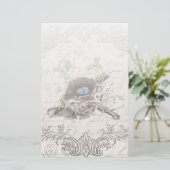 rustige tsjechië : botanisch vogelnest briefpapier (Staand voorkant)