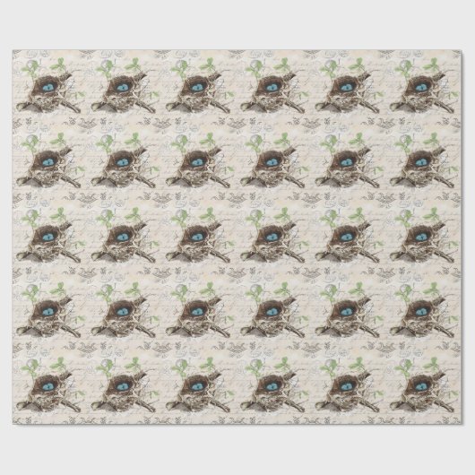 rustige tsjechië : botanisch vogelnest cadeaupapier (Vlak)