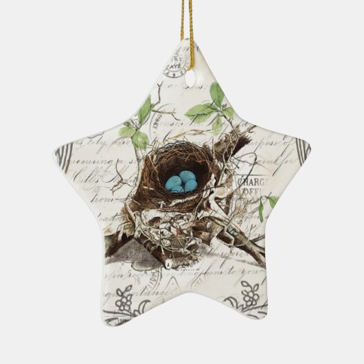 rustige tsjechië : botanisch vogelnest keramisch ornament (Rechts)