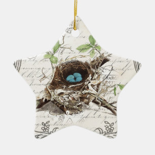 rustige tsjechië : botanisch vogelnest keramisch ornament