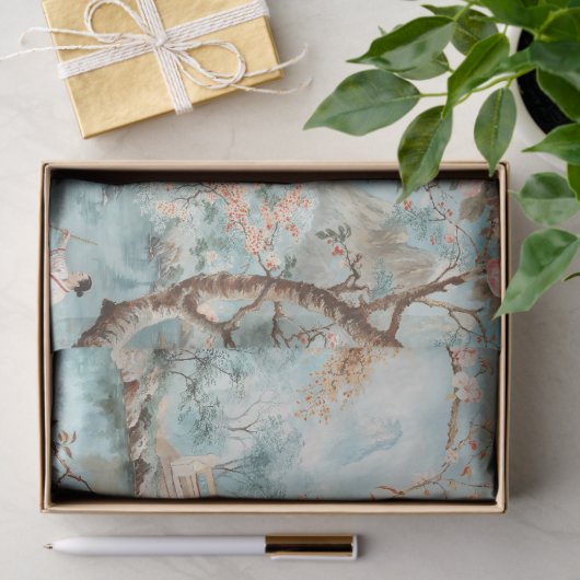 Rustige Tuinbrug Chinoiserie Waterverf Tissuepapier (Geschenk)
