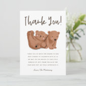Rustige Twins Cub Beer Baby shower Hartelijk dank Bedankkaart (Staand voorkant)
