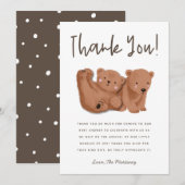 Rustige Twins Cub Beer Baby shower Hartelijk dank Bedankkaart (Voorkant / Achterkant)