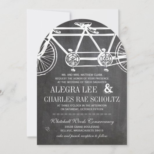 Rustige Typografie Chalkboard  fiets Kaart (Voorkant)