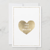 Rustige typografie goudhartgeometrische bruiloft kaart (Achterkant)