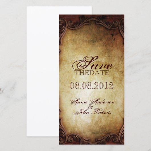 rustige  typografie western land bruiloft save the date (Voorkant / Achterkant)