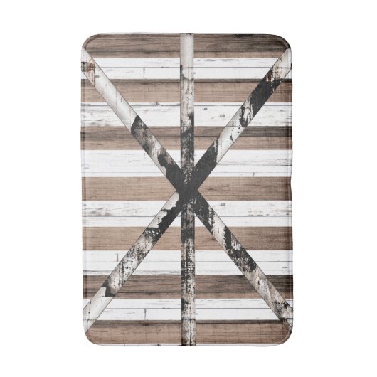 Rustige, uit meerdere houten witten en bruine sche badmat (Voorkant Verticaal)