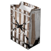 Rustige, uit meerdere houten witten en bruine sche medium cadeauzakje (Achterkant Gekanteld)