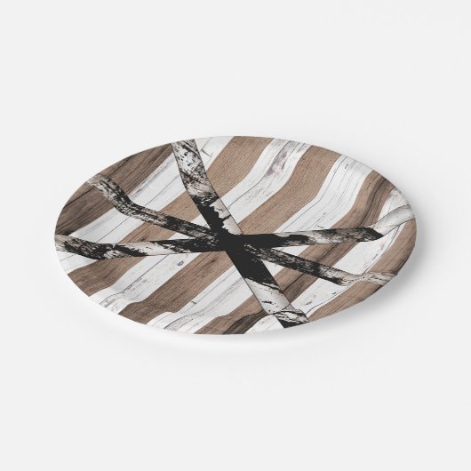 Rustige, uit meerdere houten witten en bruine sche papieren bordje (Gekanteld)