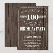 Rustige uitnodiging voor 100ste verjaardag (Voorkant / Achterkant)