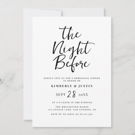 rustige uitnodiging voor een diner met zwarte scri (Voorkant)