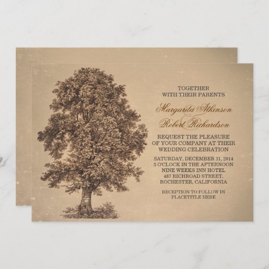 rustige uitnodiging voor een eekboombruiloft (Voorkant / Achterkant)