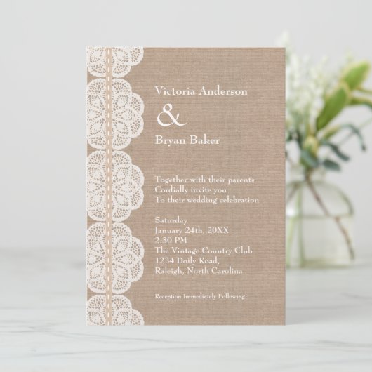 Rustige  uitnodiging voor een huwelijk (Staand voorkant)