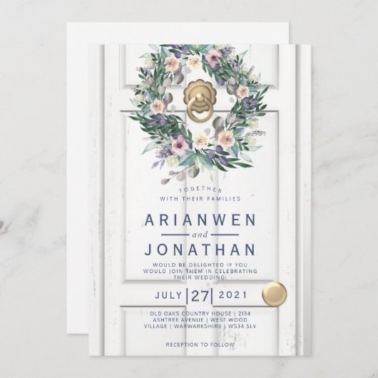 Rustige uitnodiging voor een witte bruiloft (Voorkant / Achterkant)