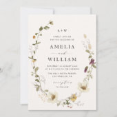 rustige uitnodiging voor florale bruiloft met wild (Voorkant)