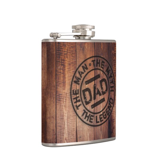 Rustige vader Het Man Myth Legend Hood Pyrografie Heupfles (Rechts)