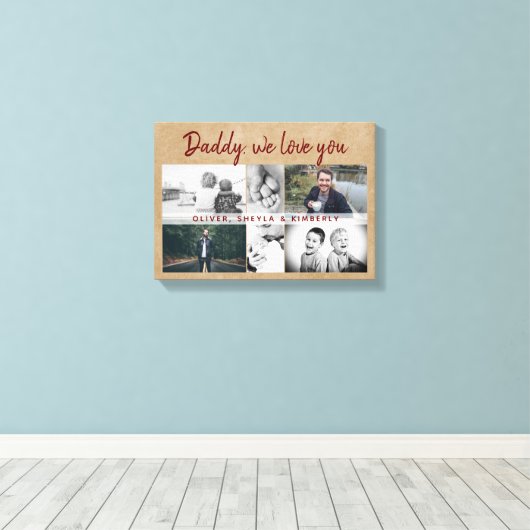 Rustige vader met Kinder familie vader vader vader Canvas Afdruk (Insitu (Houten vloer))