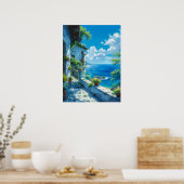 Rustige vakantie in de blauwe zomer poster (Keuken)