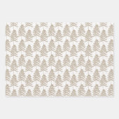 Rustige Vakantiepijn Boom Patroon White Gold Inpakpapier Vel (Voorkant 3)