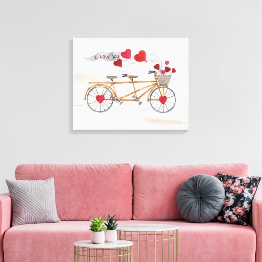 Rustige Valentijn fiets gebouwd voor twee Canvas Afdruk (Insitu (Woonkamer))