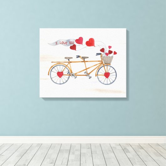 Rustige Valentijn fiets gebouwd voor twee Canvas Afdruk (Insitu (Houten vloer))