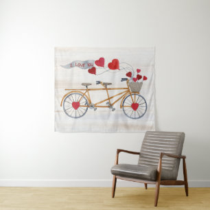 Rustige Valentijn fiets gebouwd voor twee Wandkleed